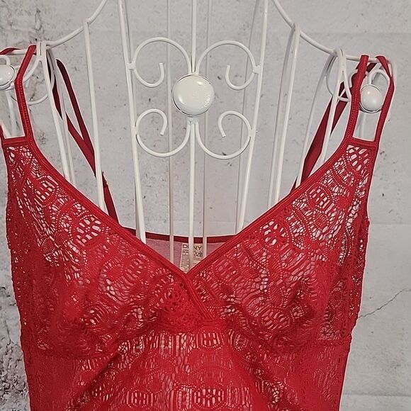 Dkny Red Lace Camisole Top Womens Size L - Picture 2 of 10